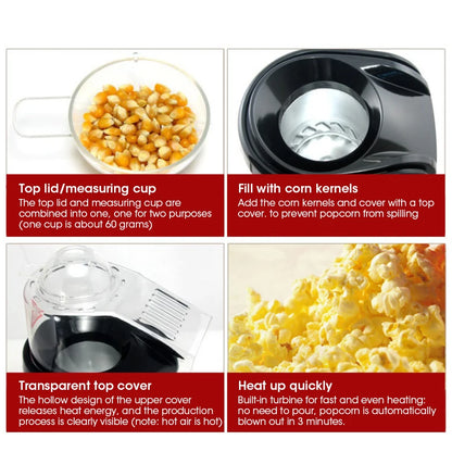 Electric Popcorn Maker Mini Portable 22V Fully Automatic Popcorn Making Home Kitchen Corn Processing and Cooking Machine