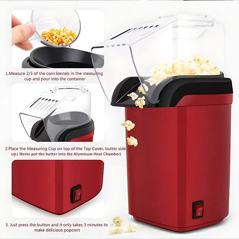 Electric Popcorn Maker Mini Portable 22V Fully Automatic Popcorn Making Home Kitchen Corn Processing and Cooking Machine